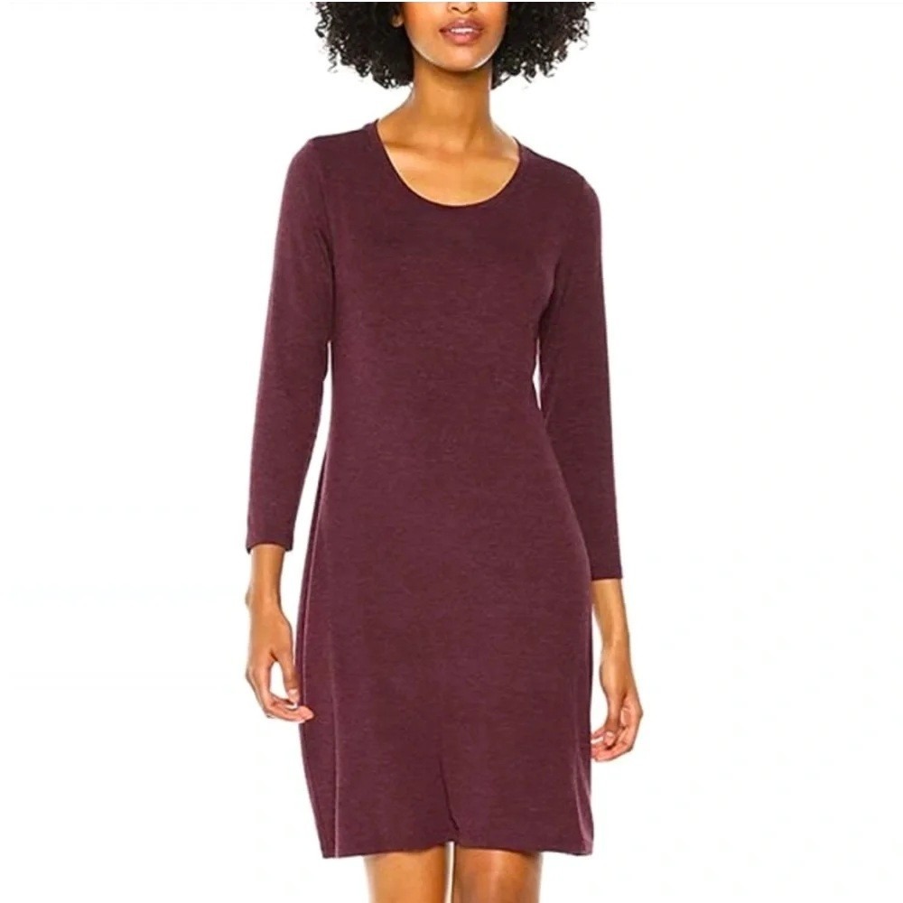 ATM Anthony Thomas Melillo Merlot Long Sleeve Lightweight Dress Size M Burnout
